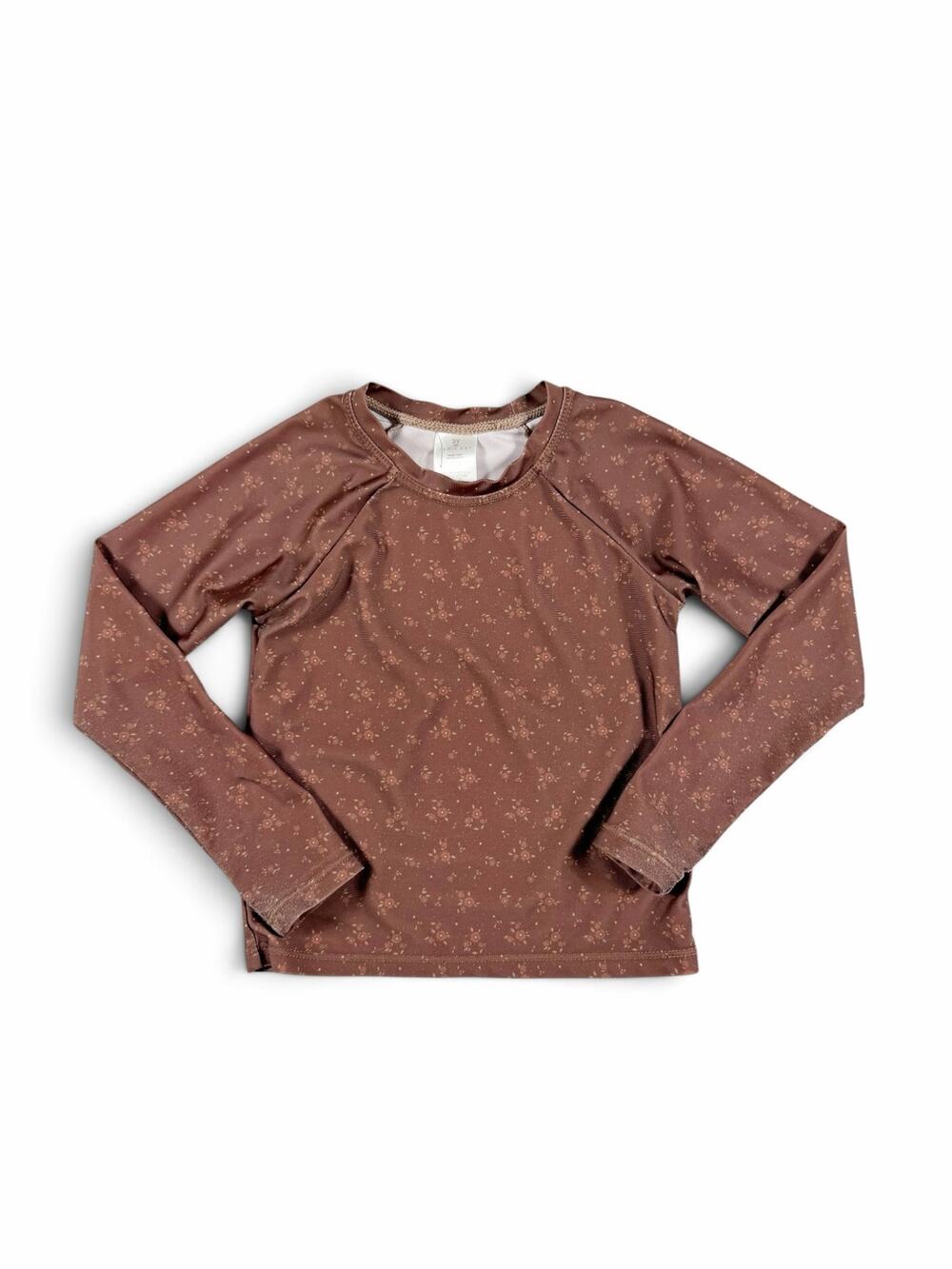 Jamie Kay Floral Long Sleeve Rash Guard Swim Top Brown Size 3